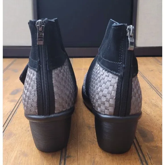 Women's Black and Gray Wedge Ankle Boots - Picture 4 of 8